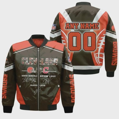 Cleveland Browns Baker Mayfield Kevin With Custom Name Number Bomber Jacket