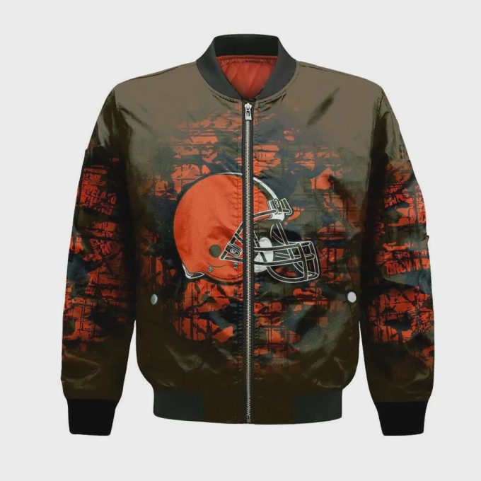 Cleveland Browns Bomber Jacket 3D Printed Camouflage Vintage