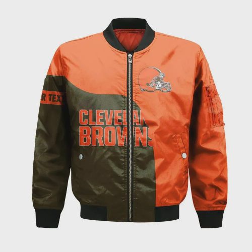 Cleveland Browns Bomber Jacket 3D Printed Curve Style Custom Text And Number