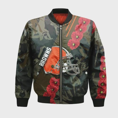 Cleveland Browns Bomber Jacket 3D Printed Sport Style Keep Go on