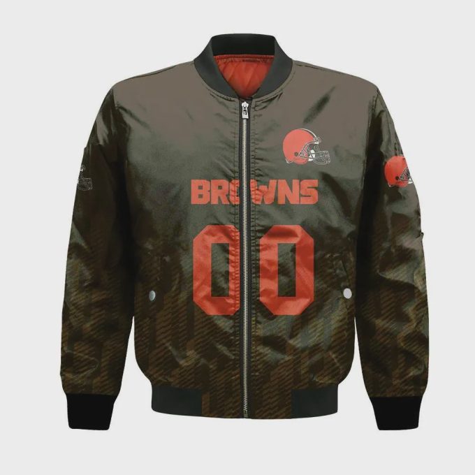 Cleveland Browns Bomber Jacket 3D Printed Team Logo Custom Text And Number