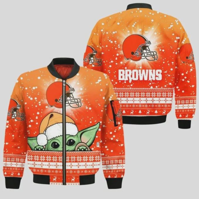 Cleveland Browns Christmas Pattern Bomber Jacket – Orange