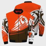 Cleveland Browns Ultra-Ball Pattern Bomber Jacket – Orange Brown