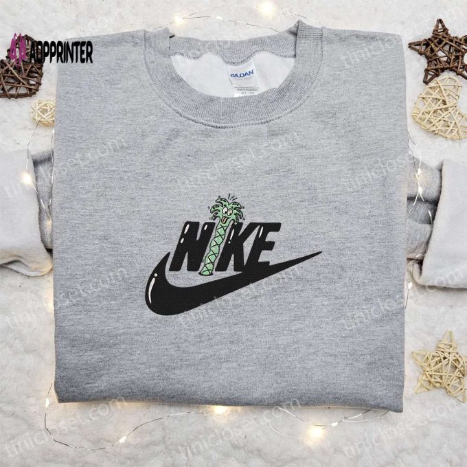 Coconut Tree x Swoosh Embroidered Sweatshirt: Nike Inspired Shirt Perfect Birthday Gift for Family