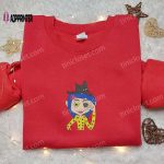 Coraline Button Eye & Cat Embroidered Sweatshirt: Best Halloween Gift Ideas