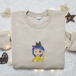 Coraline Button Eye & Cat Embroidered Sweatshirt: Best Halloween Gift Ideas