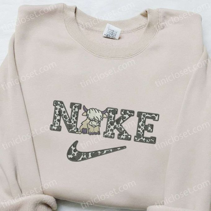 Cow x Nike Embroidered Tshirt Animal Sweatshirt & Hoodie – Unique Nike Inspired Embroidery