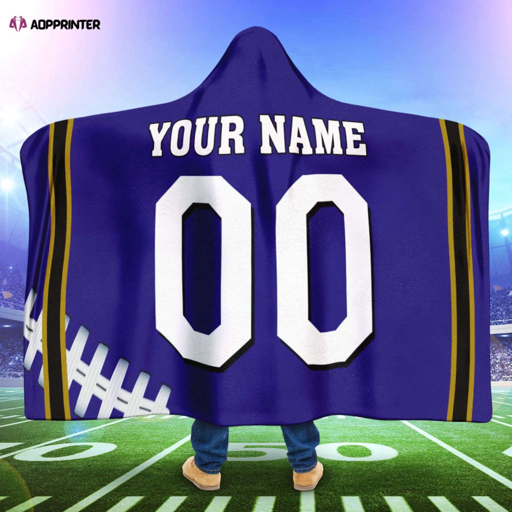 Baltimore Ravens Custom Name Number Hooded Blanket – Perfect Fan Gift for Men & Women