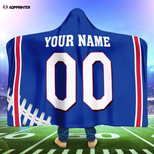 Personalized Buffalo Bills Hooded Blanket: Custom Name Number Gift for Fans – Perfect for Men & Women