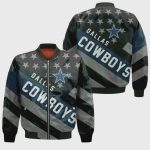 Dallas Cowboys 3D Logo Pattern Bomber Jacket – Black