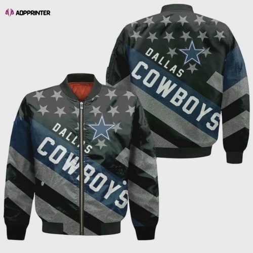 Dallas Cowboys Bomber Jacket 3D Printed Grunge Polynesian Tattoo