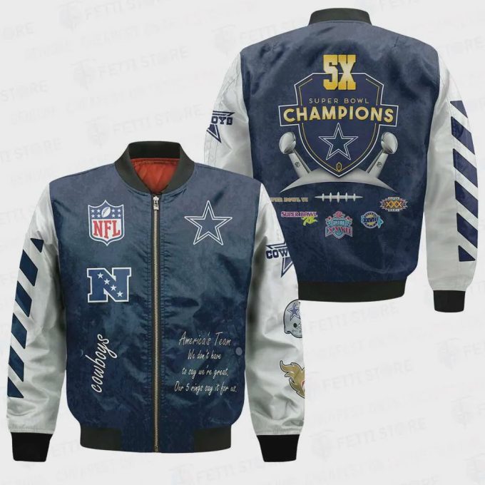 Dallas Cowboys 5X Champions Design Bomber Jacket V1