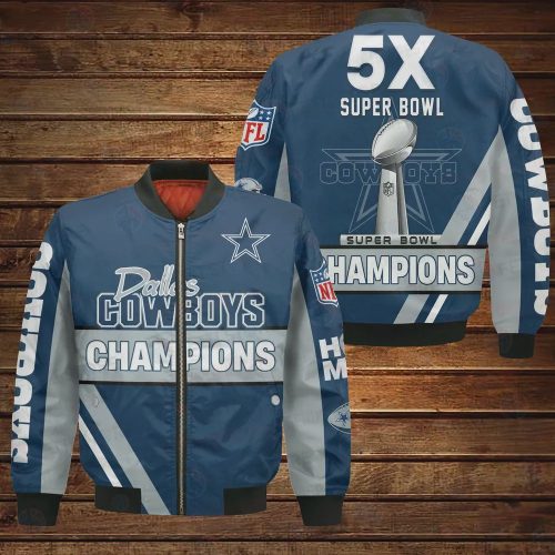 Dallas Cowboys 5X Super Bowl Champions Design Bomber Jacket