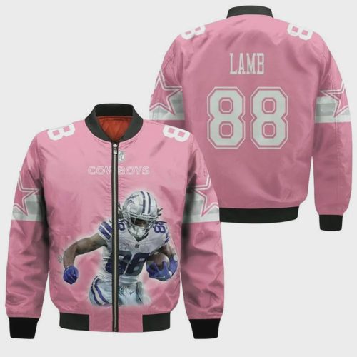 Dallas Cowboys CeeDee Lamb Pattern Bomber Jacket – Pink