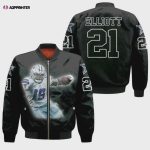 Dallas Cowboys Ezekiel Elliott Pattern Bomber Jacket – Black