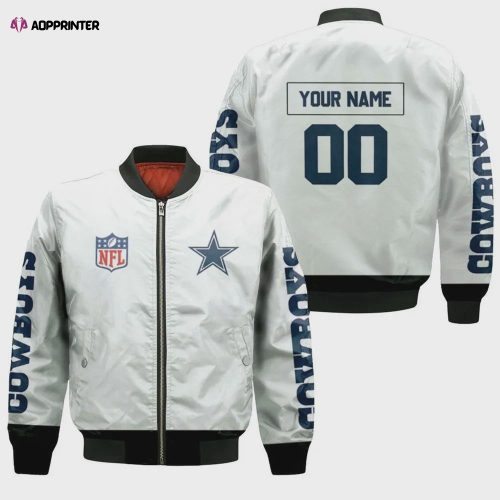 Dallas Cowboys Fan Personalized Pattern Bomber Jacket – White