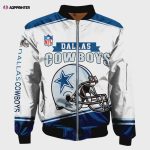 Dallas Cowboys Logo Pattern Bomber Jacket – Blue And White