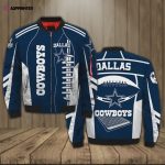 Dallas Cowboys Logo Pattern Bomber Jacket – Navy Blue