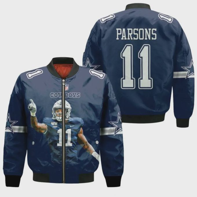 Dallas Cowboys Micah Parsons Pattern Bomber Jacket – Navy Blue