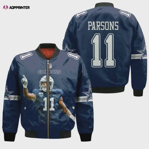 Dallas Cowboys Logo Pattern Bomber Jacket – White And Navy