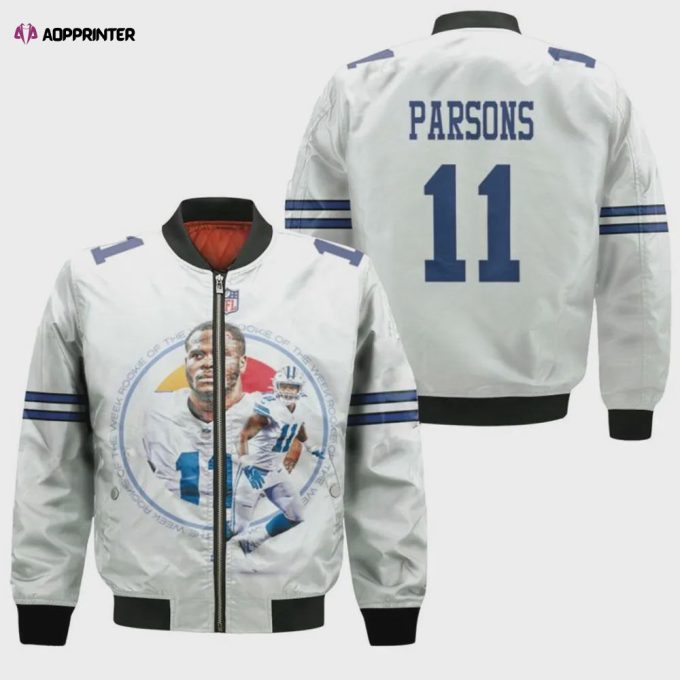 Dallas Cowboys Micah Parsons Pattern Bomber Jacket – White