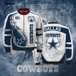 Dallas Cowboys Star Pattern Bomber Jacket – Navy Blue And White