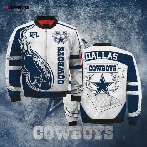 Dallas Cowboys Ultra- Ball Pattern Bomber Jacket – Blue White