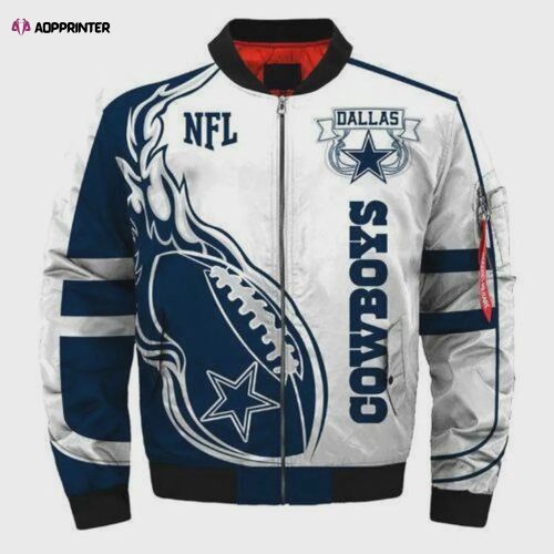 Dallas Cowboys Star Pattern Bomber Jacket – Navy Blue