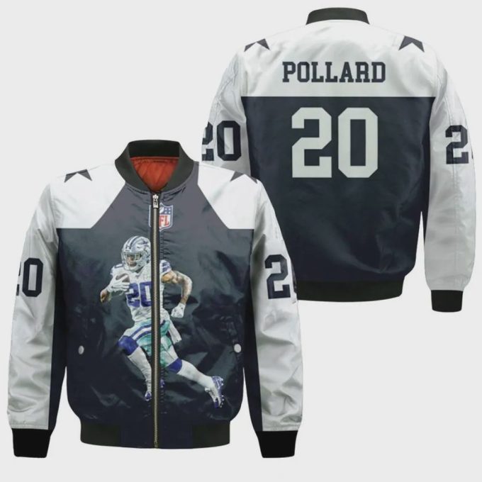 Dallas Cowboys Tony Pollard Pattern Bomber Jacket – Black And White