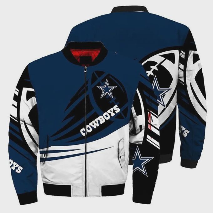 Dallas Cowboys Ultra- Ball Pattern Bomber Jacket – Blue White