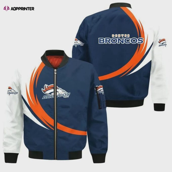 Denver Broncos Curve Pattern Bomber Jacket – Blue White