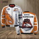 Denver Broncos Logo Pattern Bomber Jacket – Orange And White