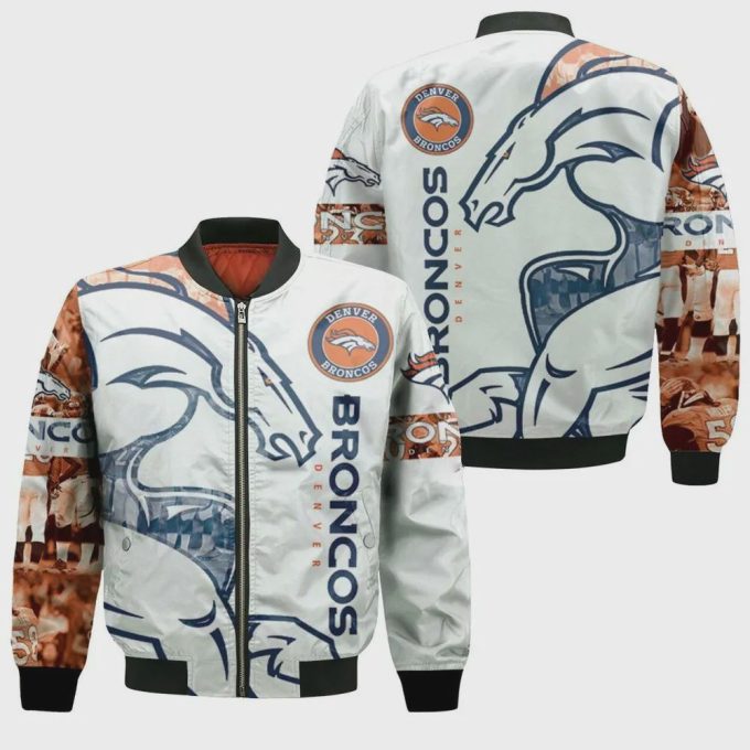 Denver Broncos Logo Team Pattern Bomber Jacket