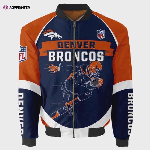 Denver Broncos Logo Pattern Bomber Jacket – Orange And White