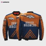 Denver Broncos Team Logo Pattern Bomber Jacket – Blue And Orange