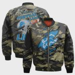 Detroit Lions Black Camo Pattern National Football League Unisex Bomber Jacket