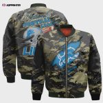 Detroit Lions Black Camo Pattern National Football League Unisex Bomber Jacket