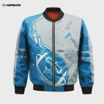 Detroit Lions Bomber Jacket 3D Printed Flame Ball Pattern