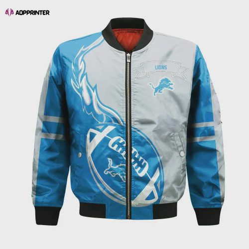 Detroit Lions Bomber Jacket 3D Printed Custom Text And Number Curve Style Sport