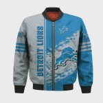 Detroit Lions Bomber Jacket 3D Printed Logo Pattern In Team Colours