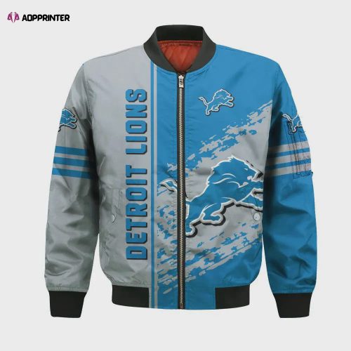 Detroit Lions Bomber Jacket 3D Printed Logo Pattern In Team Colours