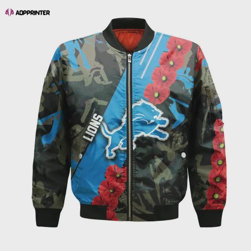 Detroit Lions Bomber Jacket 3D Printed Camouflage Vintage