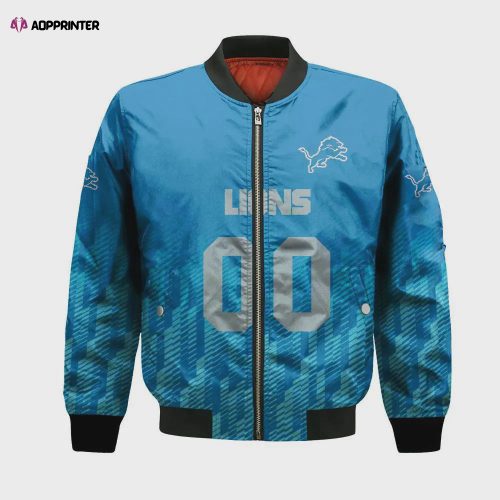 Detroit Lions Heart ECG Line Pattern Bomber Jacket – Blue Grey