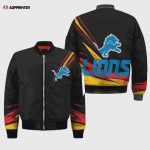 Detroit Lions Logo Pattern Bomber Jacket – Black