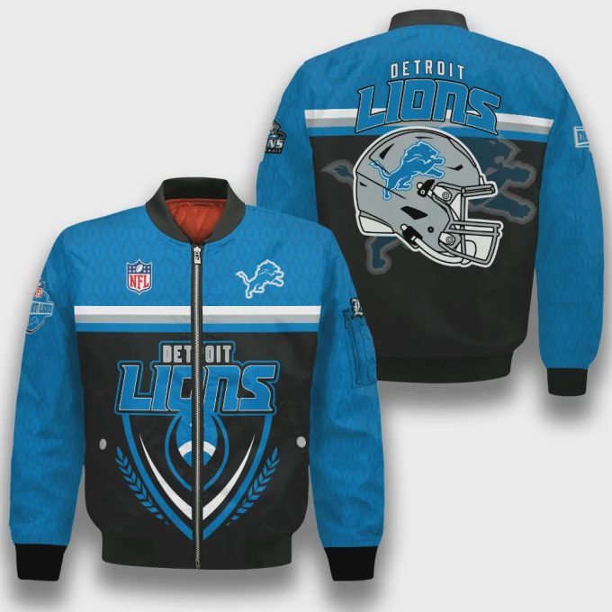 Detroit Lions Traditional Football Pattern Bomber Jacket