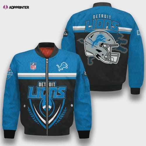 Detroit Lions Logo Pattern Bomber Jacket – Blue