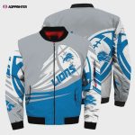 Detroit Lions Ultra- Ball Pattern Bomber Jacket – Grey Blue