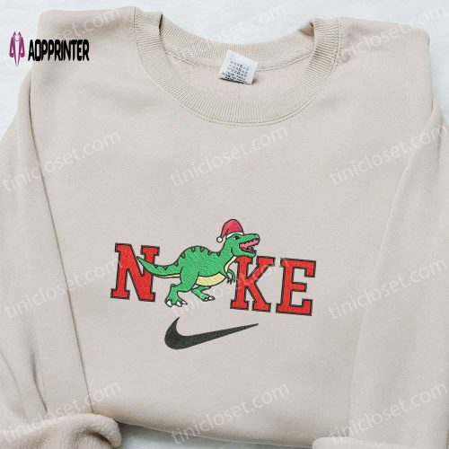 Dinosaur x Nike Embroidered Christmas Sweatshirt: Cartoon Shirt Best Gift Ideas