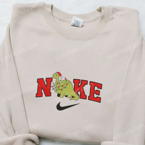 Dinosaur x Nike Embroidered Christmas Sweatshirt: Cartoon Shirt Best Gift Ideas