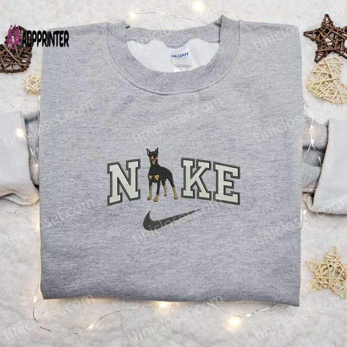 Animal Embroidered Dobermann x Nike Sweatshirt: Best Nike Inspired Shirt for Family Birthday Gift Ideas